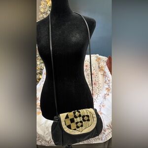 Elegant Black and Beige Crossbody Bag